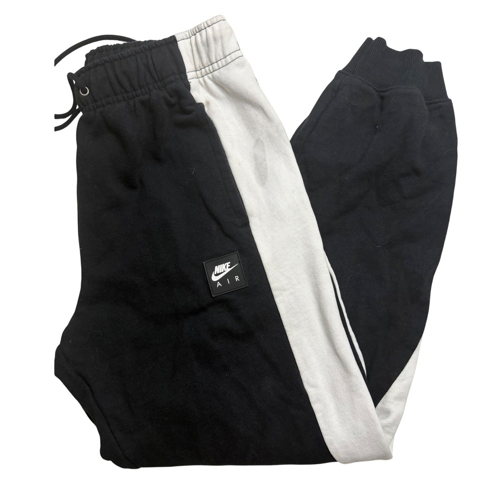 Nike Air Mens Fleece Joggers Black White Colorblock Sweatpants Small